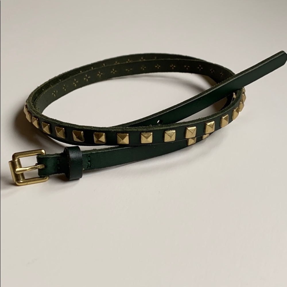 J.Crew spiked skinny belt in dark green